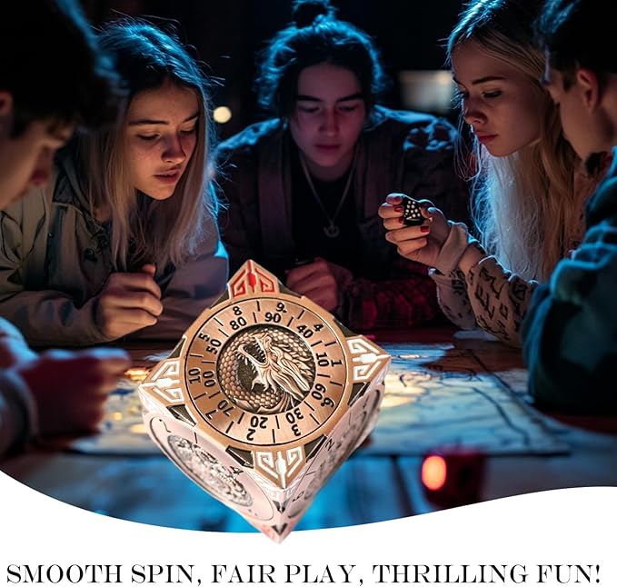 6 Sided Spinner DND Dice - Metal D4 D6 D8 D10 D10% D12 D20 All in One D&D Set - Cool Role Playing Gifts for Dungeons and Dragons TRPG MTG Games Lover Players Red Copper