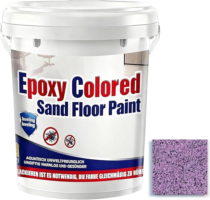 Epoxy Colored Sand Floor Paint, Epoxy Floor Paint for Concrete, High Gloss Marble Effect Coating, Waterproof Non-Slip Concrete Paints, Suitable for Indoor/Outdoor Use (Purple,96 oz/3 kg)