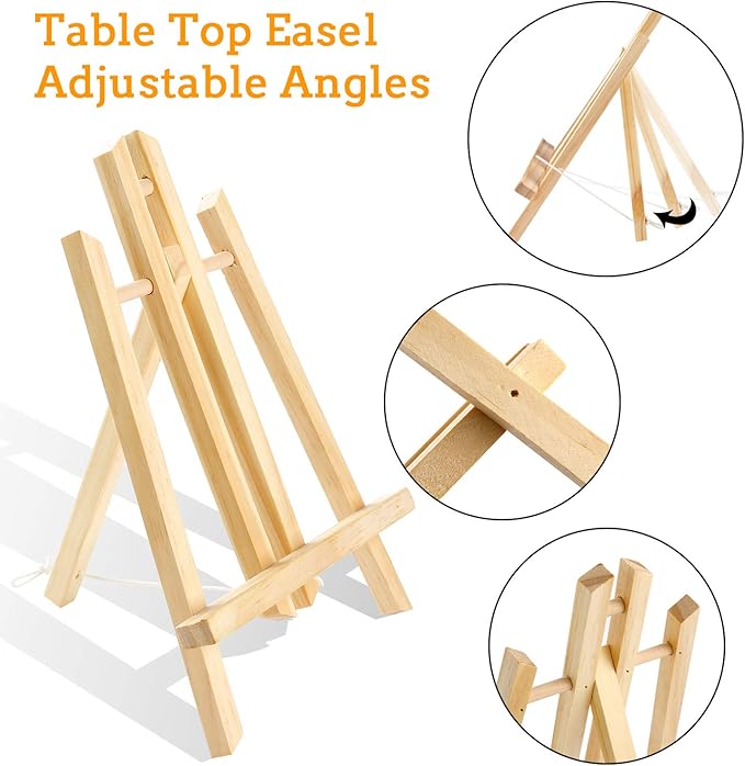 AROIC Wood Easels, Easel Stand for Painting Canvases, Art, and Crafts. (11.8 inch, 4 Pack), Tripod, Painting Party Easel, Kids Student Table School Desktop, Portable Canvas Photo Picture Sign Holder