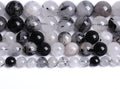 AAA Natural Black Quartz Rutilated Beads Round Loose Beads for Jewelry Making DIY Bracelet 32pcs 12mm Crystal Energy Healing Power Stone (Black Rutilated Quartz Crystal, 12mm)