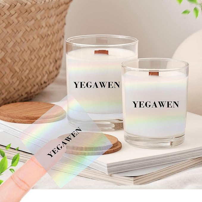 3 Inch Square Transparent Thermal Label Stickers, Holographic Clear Self-Adhesive Direct Thermal Labels, Perforation Line Design& Waterproof- 200 Sheets