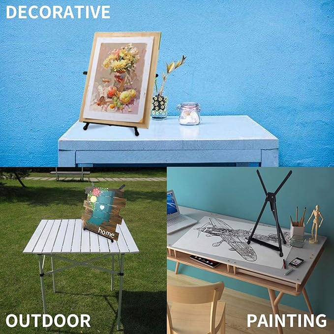 MEEDEN 4pcs Tabletop Easels, Metal Stand for Painting & Display, Aluminum Desktop Art Easel, Foldable Portable Tripod Stand for Canvas, Paintings, Photos, Books, Signs