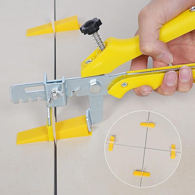 Tile Leveling System with Tile Plier 600Pcs Piece Tile Spacers Clips 200Pcs Piece Reusable Wedges and 1 Rubber Mallet Tile Tools Set for Stone Installation (1/16"(1.5 mm)