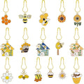 BEEFLYING 16Pcs Bee Honeycomb Stitch Marker Charms, Alloy Enamel Knitting Stitch Marker Charm Pendant for Sewing Crocheting Accessories