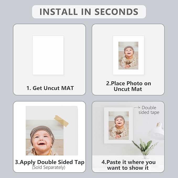 10 Pack Backing Boards, 12x18 Uncut White Mats Matboards, Acid-Free Backerboards for Art Prints, Ideal for Photos, Pictures, Prints, and Frames