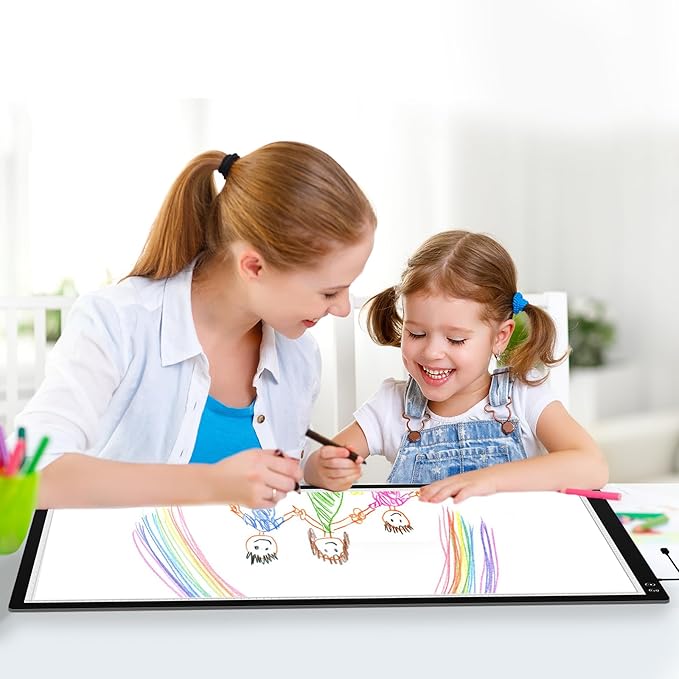 Luxjoyful A1 Extra Large Light Board for Diamond Painting,LED Rechargeable Light Pad with Built-in 6000mAh Battery,3 Color Stepless Dimming,Light Box for Tracing,Diamond Painting,Drawing,Vinyl Weeding