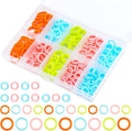 LUNARM 220 Pcs Knitting Stitch Marker, Random Colors O-Rings with Storage Box, Plastic Markers Rings(S/M/L) Crochet Locking Stitch for Knitting/Crochet