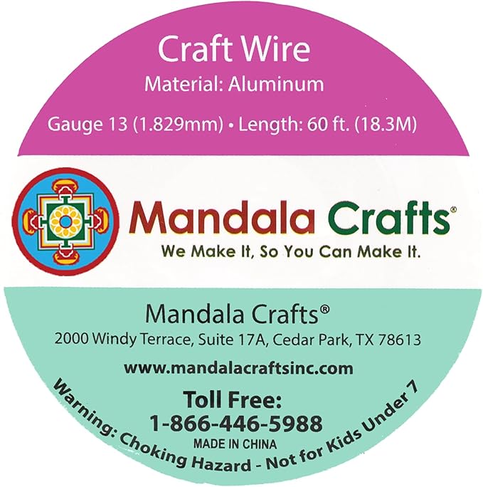 Mandala Crafts 13 Gauge Anodized Aluminum Craft Wire for Jewelry Making - 60 FT Colored Flexible Brown Wire - Bendable for Bonsai Armature Crafting Sculpting