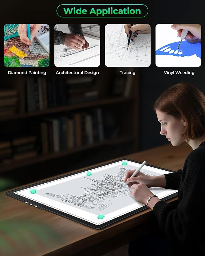 Rechargeable A2 Extra Large Diamond Art Light Board,Bawaslom Light Pad for Tracing with 5000mAh Battery,Magnetic Attraction,Lightbox for Tracing and Drawing,Sketching,Diamond Painting,Weeding Vinyl