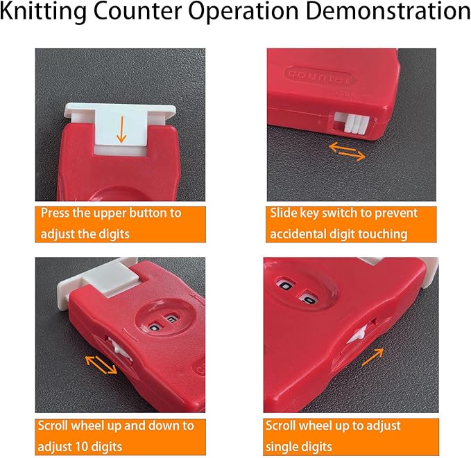 2 Pieces Knitting Counters, Knitting Needle Marking Tool, Plastic Knitting Stitch Counter, Crochet Yarn Row Counter Red