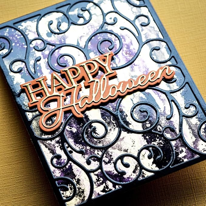 Cutting Dies Metal Stencils Scrapbooking Tools Flowers Lace Frame DIY Embossing Template for Paper Card Making Album Arts Crafts Supplies (Halloween Vine Frame-11.1x14.3cm)
