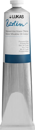 Lukas Berlin Pro Artists Water Mixable Oil Paint 200 ml Tube Prussian Blue, Water Soluble, Lightfast Pigments, Quick Drying, Easy Clean-Up, Eco-Friendly, Professional Quality, 40 Color Range
