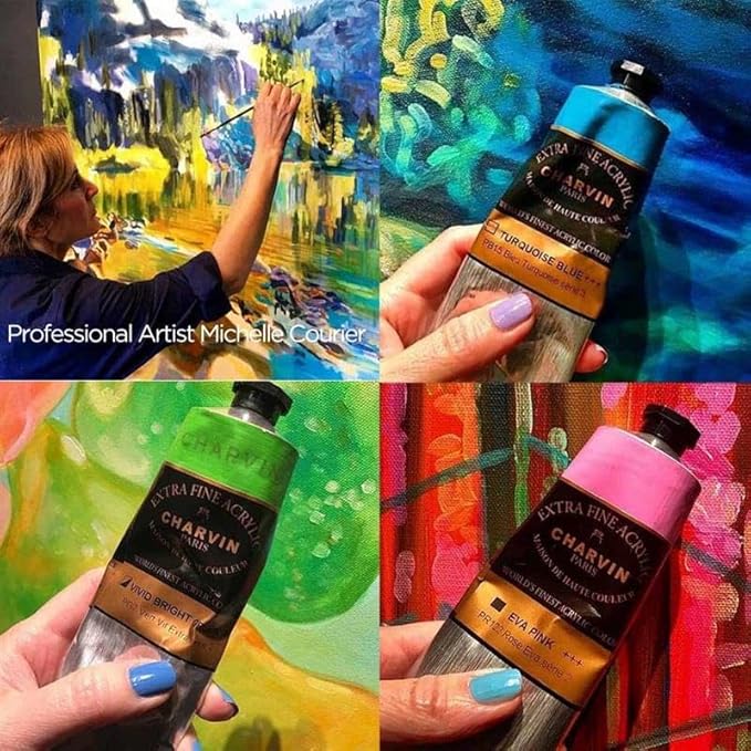 Charvin Extra Fine Professional Acrylic Paint - Green of Nice, 150ml Tube, Triple-Milled, Lightfast Pigments, Open Stock Artist Acrylic Paints in Nature-Inspired Hues
