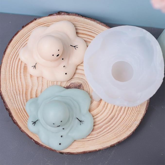 Silicone Molds Candle Cute Melting Snowman Resin Candle Molds for Christmas Party Decoration Candle Form Epoxy Plaster Mould (2.6 in)