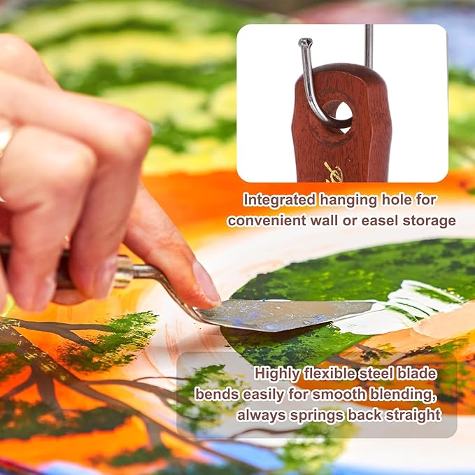 MECCANIXITY Pack of 1 Large Palette Knife No.11, 9.4" Long Palette Knives with Stainless Steel Flexible Spatula Pallet Knife and Wood Handle for Scraping, Mixing, Oil Acrylic Painting Canvas