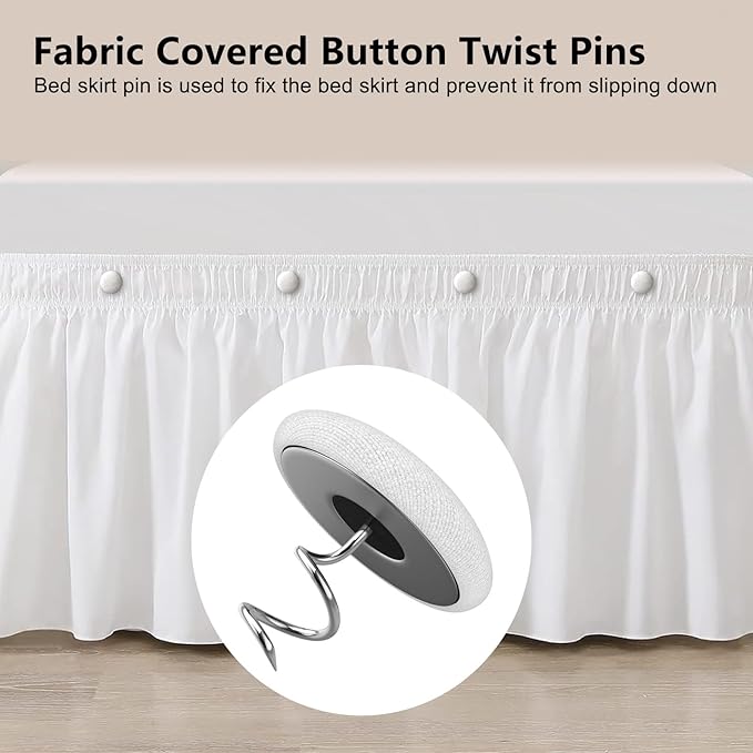 Linen Fabric-Covered Twist Pins - 8 Colors Upholstery Pins & Bed Skirt Pins -Used to Secure Sofa Cushion, Armrest Covers, Furniture & Bed Skir(12, White)