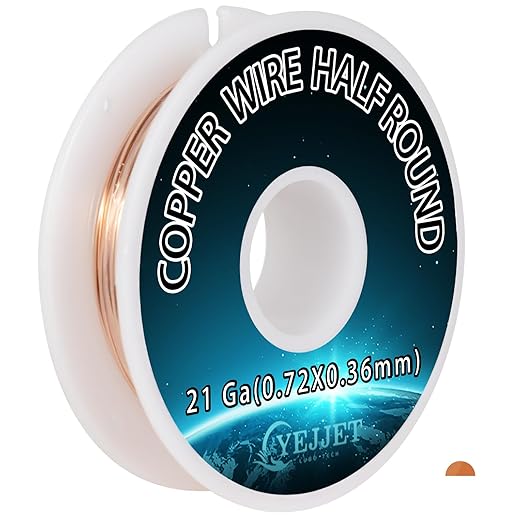 21 Gauge Pure Copper Wire Half Round 0.72x0.36mm - 1.3 oz (68 Feet) Medium Gauge Wire for Jewelry Clasps & Beadwork
