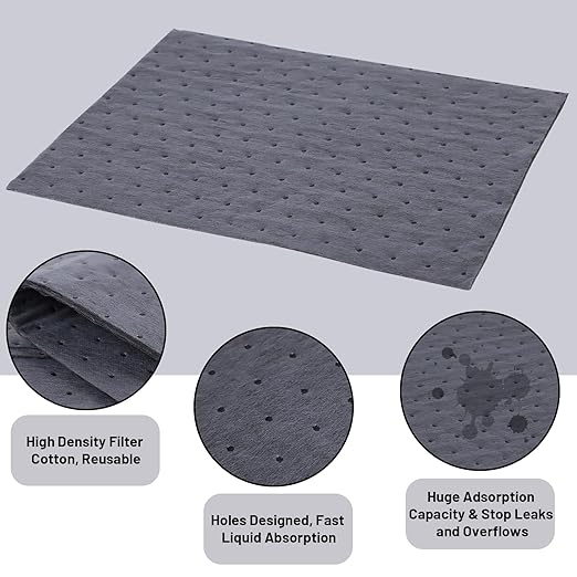 400 PCS Oil Absorbent Pads for Spills Other Liquids 13” x 10” x 2 mm Oil Spill Mat Water Absorbent, Polypropylene Universal Absorbing Mats Packed in a Dispensing Box