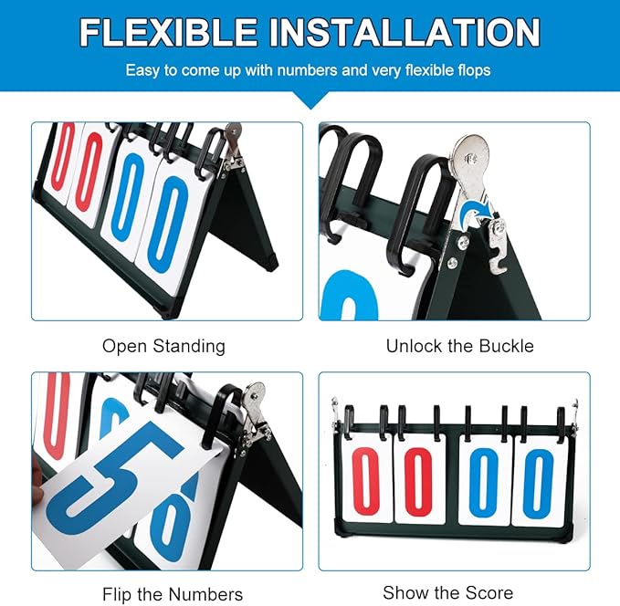 Portable Table Top Scoreboard Flipper, Multi Sports Score Flip Scoreboard Score Keeper