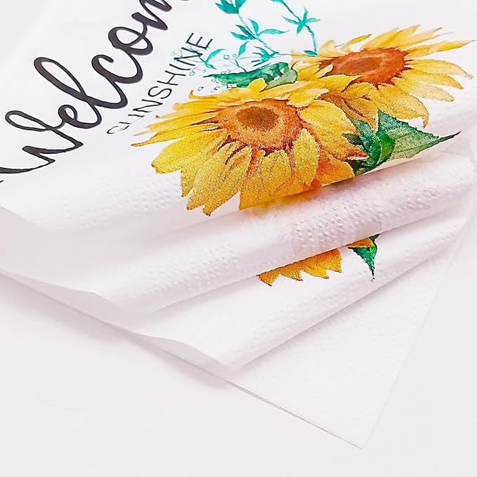 Cocktail Napkins 80 Pack 2 Ply Floral Beverage Luncheon Dinner Paper Napkins Flower Print Disposable Napkins for Wedding Thanksgiving Anniversary Celebrations, 5X5 Inches Folded