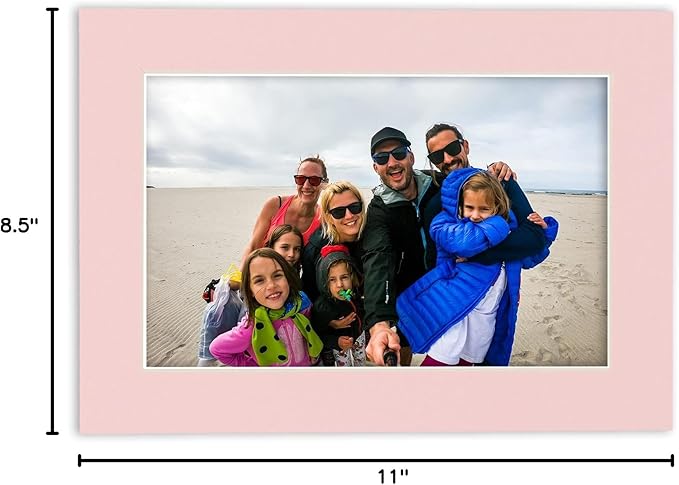 8.5x11 Mat Bevel Cut for 7x9 Photos - Acid Free Soft Pink Precut Matboard - For Pictures, Photos, Framing - 4-ply Thickness