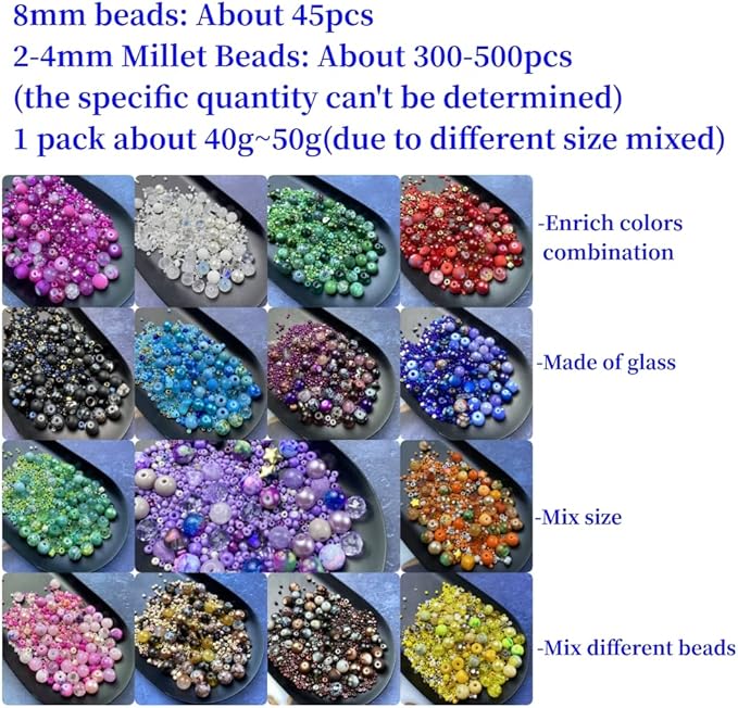 Assorted Glass Resin Beads Multi Size Colors Smooth Cracked Gravel Millet Spacer Beads for Bracelets Necklace Earring DIY Jewelry Making Craft(Yellow Series)