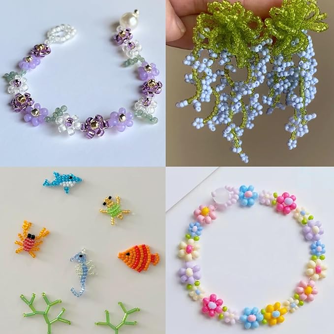 11200pcs Glass Seed Beads for DIY Crafting Bracelet Necklace Embroidery Jewelry Making Supplies (3mm, 400pcs/Color, 28 Colors, Blue Scheme)