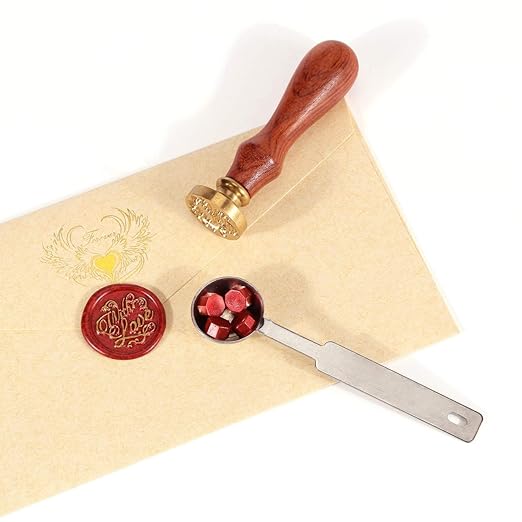 Yoption 360 Pcs Antique Wine Red Sealing Wax Beads Set for Wax Seal Stamp with Candles and Melting Spoon