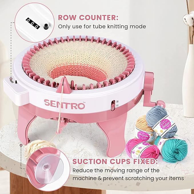 BZVV Knitting Machine for SENTRO 48 Needles Smart Knitting Crochet Machine with Row Counter for Adults and Beginners, Knitting Board Rotating Double Loom, Weaving Loom Machine Kit New Year Gifts