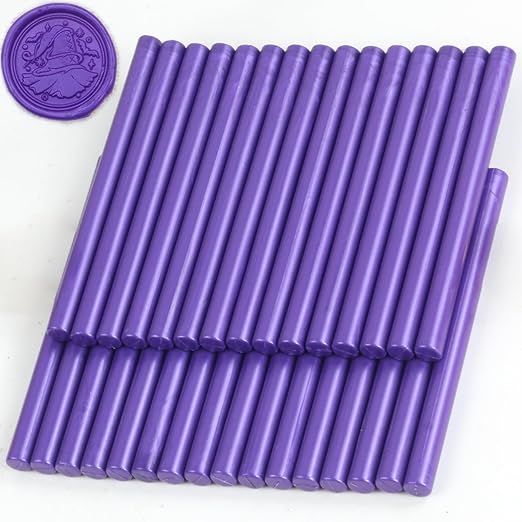 Purple Wax Seal Sticks, 30pcs Sealing Wax Sticks, HOSEALING Glue Gun Wax Seal Sticks for Wax Seal Stamp, Premium Sealing Wax for Wedding Invitations, Letter, Envelope, Craft Adhesive (Mini Size)