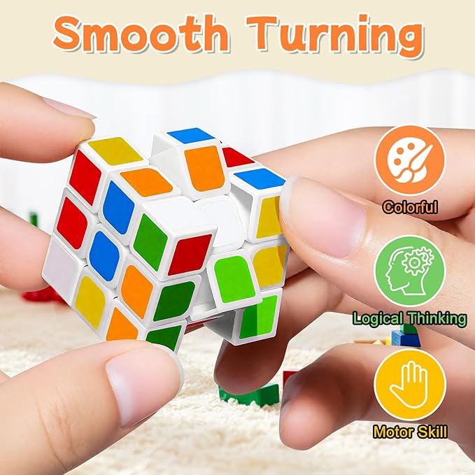 24 Pack Mini Puzzle Cubes Party Favors for Kids, 3x3 Mini Magic Cube Puzzle Prize Set for Kids School Rewards, 1.18inch Bulk Small Toys for Party, Birthday, Christmas Stocking