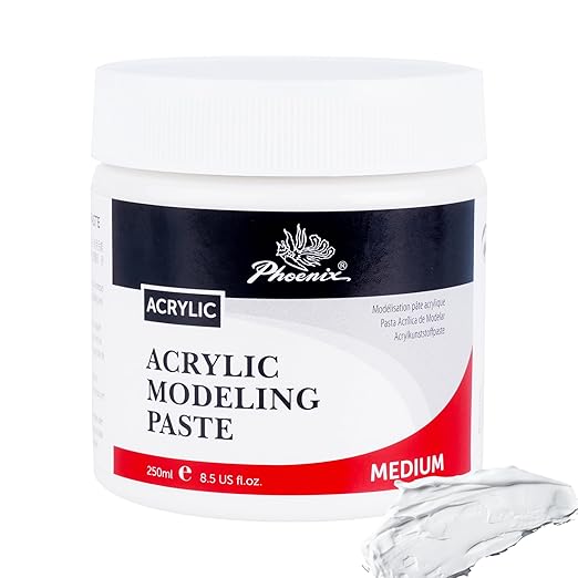 PHOENIX Modeling Paste for Textured Art (8.45 Fl Oz /250ml), Professional Acrylic Medium, Texture Paste for Acrylic Pains - Paint Supplies for Canvas Painting
