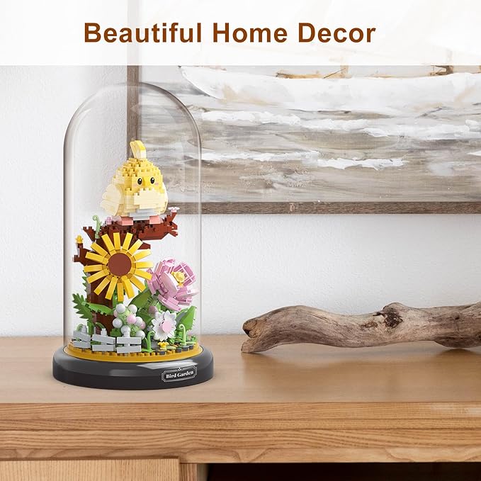 Parrot Flower Bouquet Building Set Plants Friend Set Adults Bonsai Tree Animal Building Blocks Set Party Favors for Kids Valentine's Birthday Gift for Girlfriend Boys Girls Age 6-12+(Parrot)