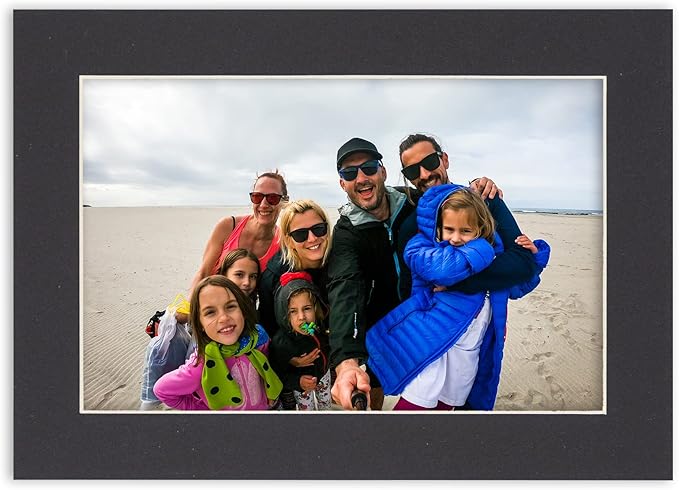 Poster Palooza 8.5x11 Mat Bevel Cut for 7x9 Photos - Acid Free Black Precut Matboard - For Pictures, Photos, Framing - 4-ply Thickness