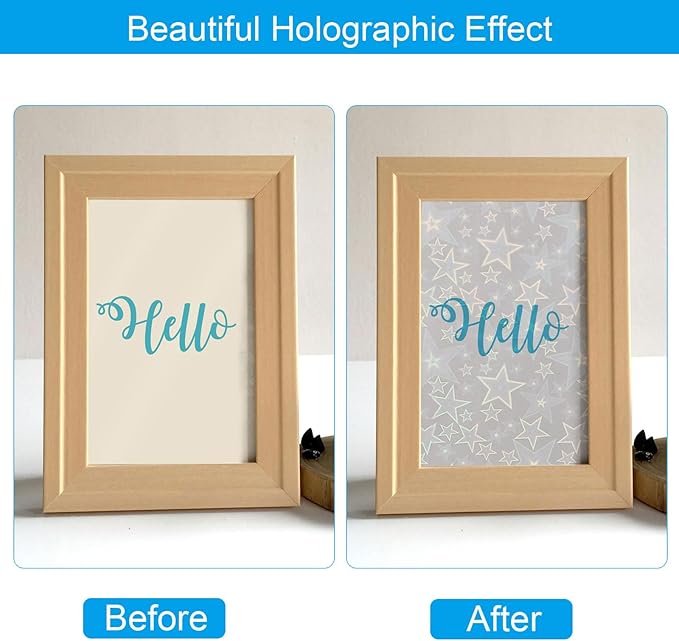 PATIKIL 11.7x8.3" Holographic Sticker Paper, 20Sheets A4 Polypropylene Self-Adhesive Transparent Waterproof Laminate Overlay Film for Photo Cards Scrapbook Decorations, Pentagram