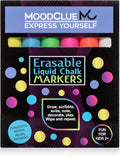 Liquid chalk markers erasable. 6 neon dry & wet erase marker pens for windows, mirrors, whiteboards, chalkboards, glass boards, auto windshields. Reversible thick and thin tip. Washable