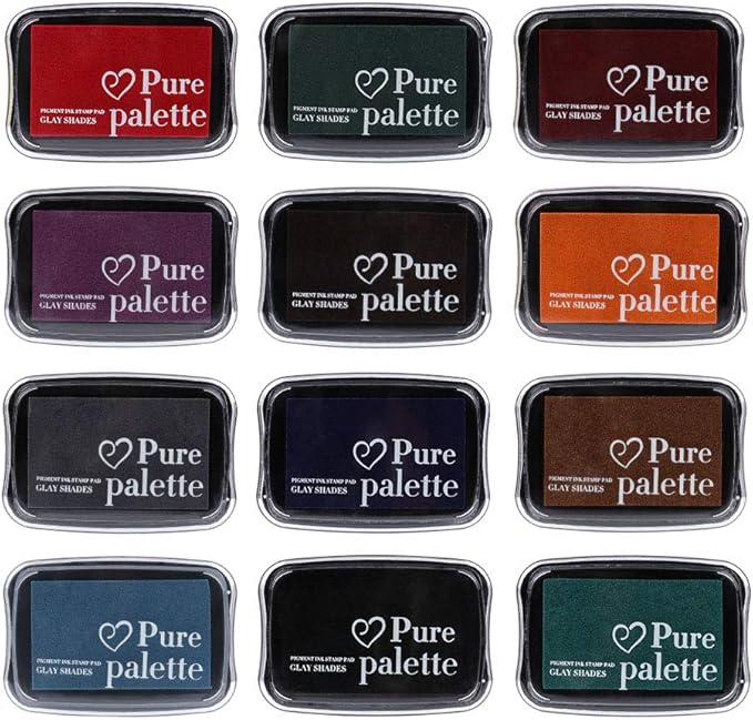 Dizdkizd Ink Pad Set, European Vintage Color Pigment Ink Pad, 12 Colors High Ink Quantity Stamp Pads for Rubber Stamps, Paper, Scrapbooking, Wood Fabric and Craft Supplies
