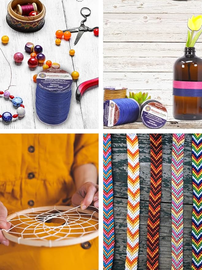 Mandala Crafts 1.5mm 165 Yards Assorted Cotton Waxed Cord for Jewelry Making Bracelet Cord Waxed String - Beading String Thread Jewelry Cords for Necklaces String