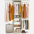 48" Small Closet Organizer, 4FT Small Closet System with 4 Closet Rods & 3 Shelves, 80"H Small Closet Organizers and Storage for Small Bedooms, Cloakrooms, Laundry Rooms, White Oak