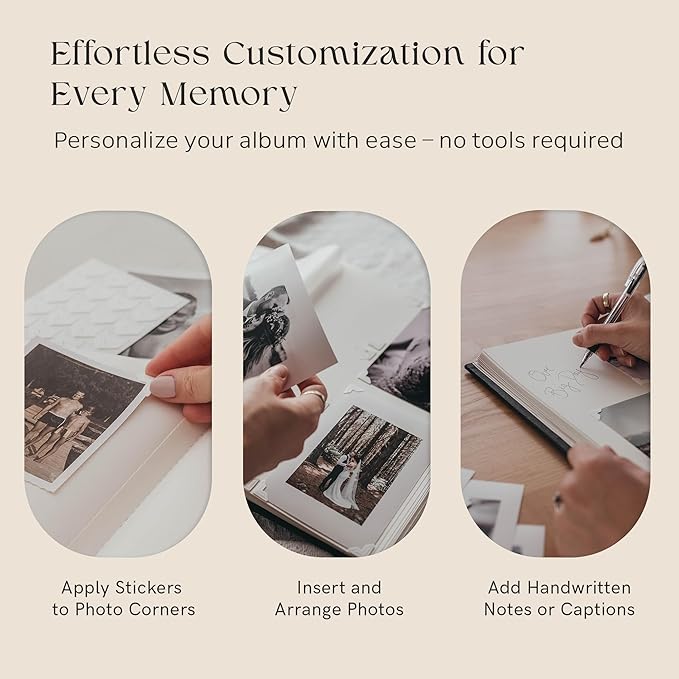Premium Scrapbook Album – Photo Album with Writing Space – 100 Pages for Multiple Sizes 4x6, 5x7, 6x8, 8x10 – Holds 500 Photos – Wedding, Baby, Travel & Family Memories