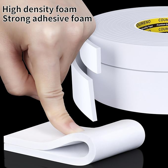 Sponge EVA Single Sided Foam Tape 2inX16.4FT Strong Adhesive Weatherproof Foam Strip for Door and Window Sealing, Self-Adhesive Insulation Foam Tape 0.2in Thick
