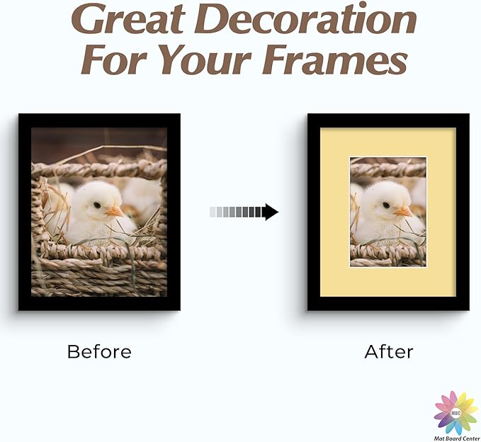 Mat Board Center, Pack of 25, 8x10 for 5x7 Mixed Color Mats - Acid Free, 4-ply Thickness, White Core - for Pictures, Photos, Framing
