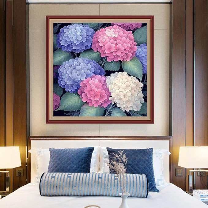 DMCXART Counted Cross Stitch Kits for Adults Needlepoint Kits Unprinted Cross Stitching Embroidery Kit 11CT Cross Stitch Supplies-Magical Flowers 18x18 inch