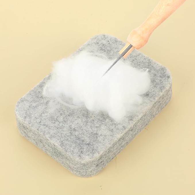 Natural Wool Needled Felting Pad Needle Felting Mat 4.6 * 3.4'' Needle Felting Tools Wool Felt Needle Felting Supplies Felting Tools for Felting Projects Natural Wool Needled Felting Mat