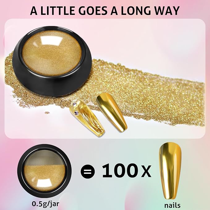 Gold Silver Chrome Nail Powder, 24 Colors White Pearl Unicorn Iridescent Holographic Nail Chrome Powder, Red Blue Green Black Purple Rose Gold Metallic Mirror Chrome Powder for Nails Glitter Pigment