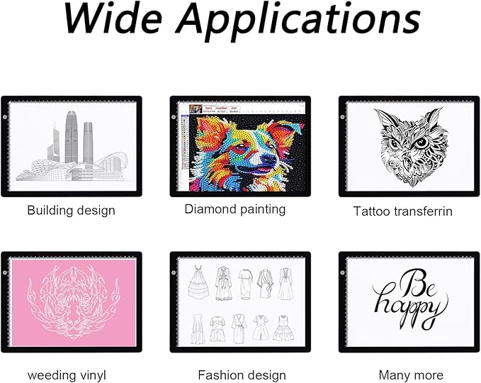 LUXJOYFUL A4 LED Tracing Light Box Board, Ultra-Thin Stepless Diamond Painting Light Board, Lightbox for Tracing and Drawing, Vinyl Weeding, Artist, Tattoo