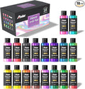 ABEIER Iridescent Acrylic Paint, Set of 18 Chameleon Colors, 2 oz/60ml Bottles, Color-shifting, Non-Toxic, High Viscosity, Blendable, Paints on Rocks Crafts Canvas Wood, Fabric, Ceramic & Stone