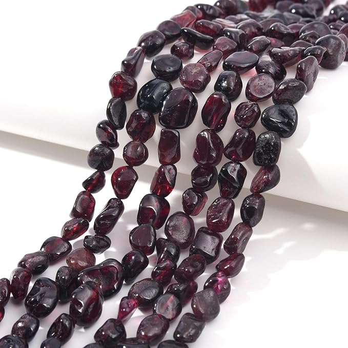 Red Garnet Pebble Nugget Oval Free Tumbled Stone 6-8mm Natural Gemstone Loose Beads Approx 15.5 inch for DIY Jewelry Making
