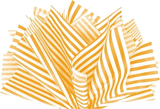 Flexicore Packaging Tangerine Orange Pin Stripe Print Gift Wrap Tissue Paper Size: 15 Inch X 20 Inch | Count: 10 Sheets | Color: Tangerine Pin Stripe