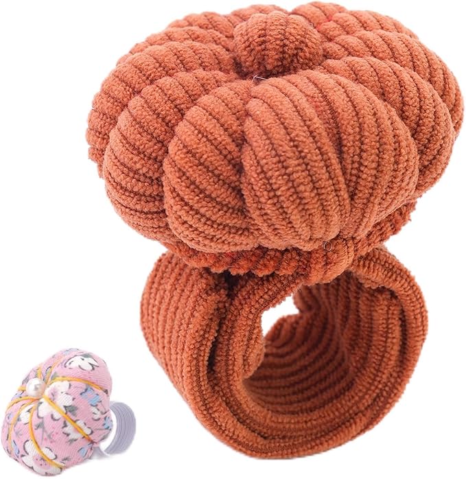 Wrist Pin Cushions, Sewing Needle Cushion kit with 1Pcs Elastic Strap Finger Ring Pincushions, Adjustable Strap Handcraft Needles Holder for Sewing and Quilting.(Maroon)